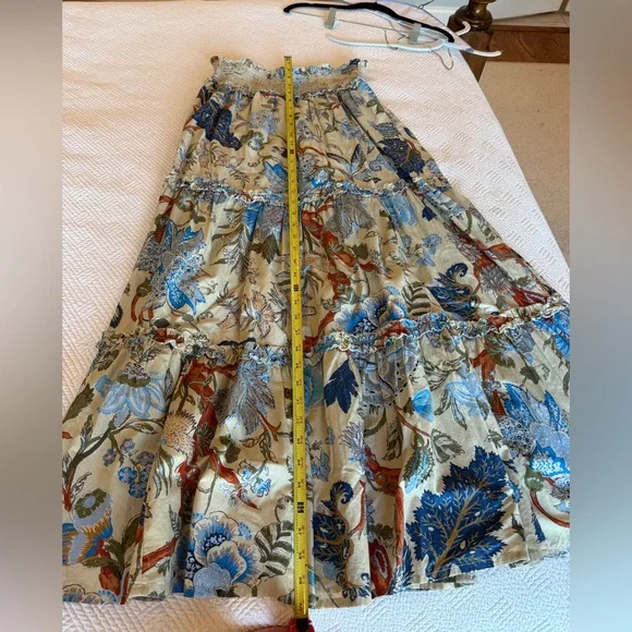 Floral Maxi Skirt in Blue and Cream - Picture 5 of 7